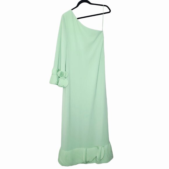 Alexis‎ Jamie Persian Green Maxi Dress One Shoulder Laser Cut Gown S - Picture 9 of 16